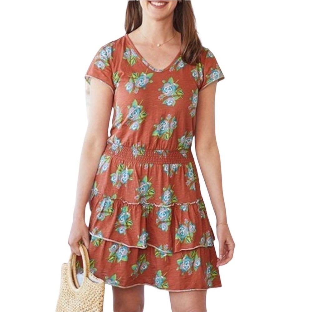 Matilda Jane Rust Orange Floral Print Ruffle Dress